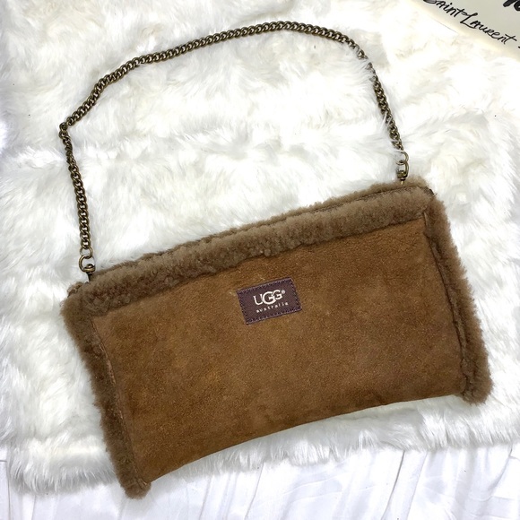 UGG Handbags - UGG Suede & Shearling Chain Clutch